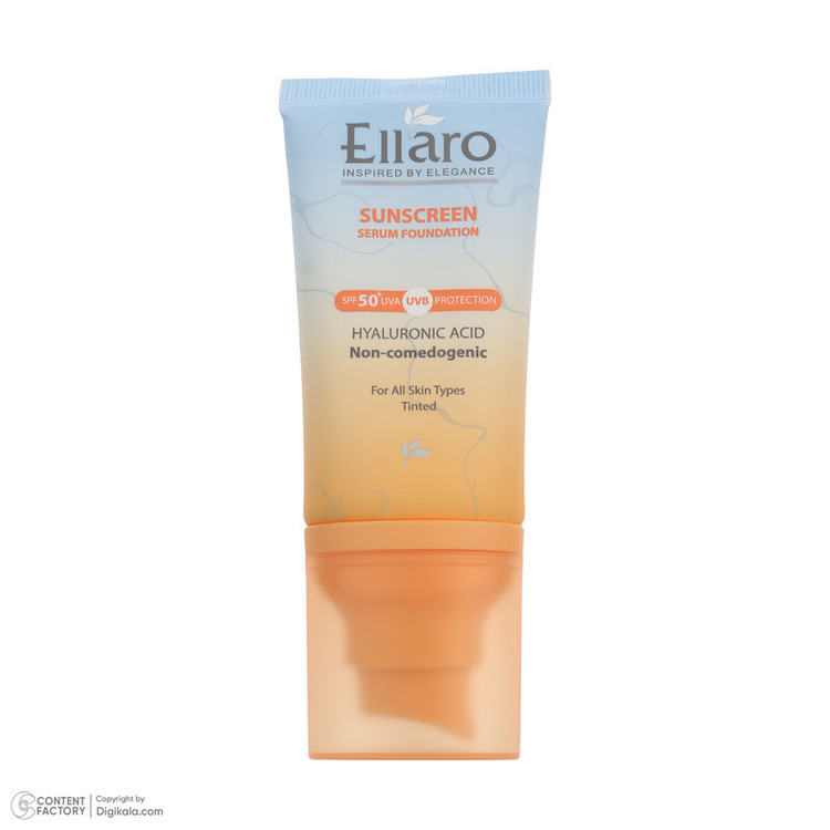 کرم ضد آفتاب رنگی صورت الارو SPF 50 مدل Hyaluronic acid محافظ در برابر اشعه UVA و UVB مناسب برای انواع پوست حجم 40 میلیلیتر