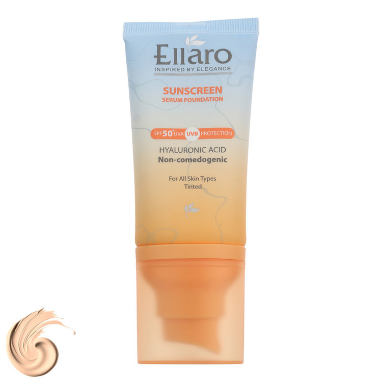 کرم ضد آفتاب رنگی صورت الارو SPF 50 مدل Hyaluronic acid محافظ در برابر اشعه UVA و UVB مناسب برای انواع پوست حجم 40 میلیلیتر