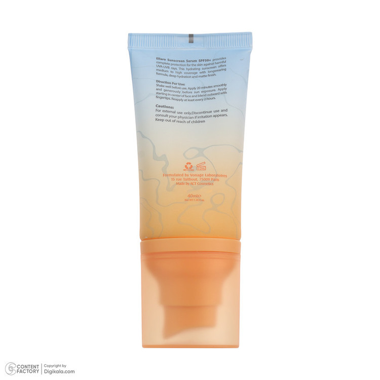کرم ضد آفتاب رنگی صورت الارو SPF 50 مدل Hyaluronic acid محافظ در برابر اشعه UVA و UVB مناسب برای انواع پوست حجم 40 میلیلیتر