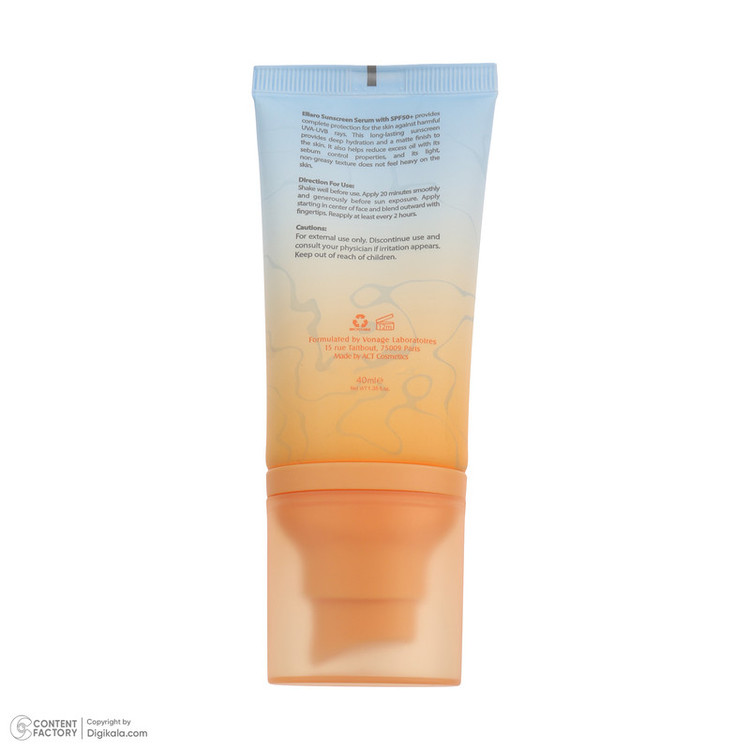 کرم ضد آفتاب بیرنگ صورت الارو SPF 50 مدل Hyaluronic acid محافظ در برابر اشعه UVA و UVB مناسب برای انواع پوست حجم 40 میلیلیتر