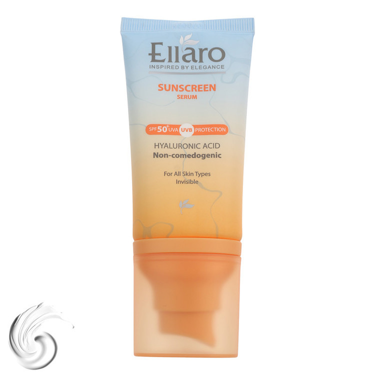 کرم ضد آفتاب بیرنگ صورت الارو SPF 50 مدل Hyaluronic acid محافظ در برابر اشعه UVA و UVB مناسب برای انواع پوست حجم 40 میلیلیتر