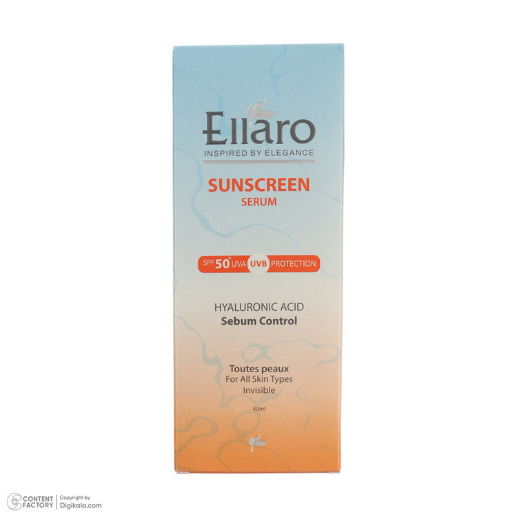 کرم ضد آفتاب بیرنگ صورت الارو SPF 50 مدل Hyaluronic acid محافظ در برابر اشعه UVA و UVB مناسب برای انواع پوست حجم 40 میلیلیتر