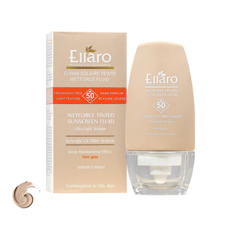 فلوئید ضد آفتاب رنگی صورت الارو SPF 50 مدل WetForce UL محافظت کننده UVA و UVB مناسب برای پوست چرب و مختلط حجم 50 میلیلیتر