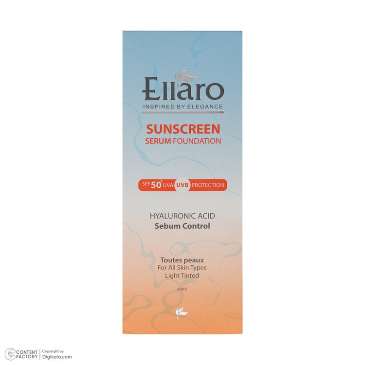 کرم ضد آفتاب رنگی صورت الارو SPF50 مدل Hyaluronic acid محافظ در برابر اشعه UVA و UVB مناسب برای انواع پوست حجم 40 میلیلیتر