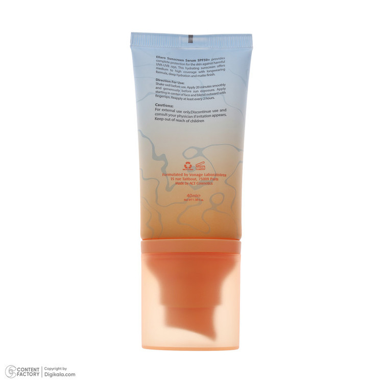 کرم ضد آفتاب رنگی صورت الارو SPF50 مدل Hyaluronic acid محافظ در برابر اشعه UVA و UVB مناسب برای انواع پوست حجم 40 میلیلیتر