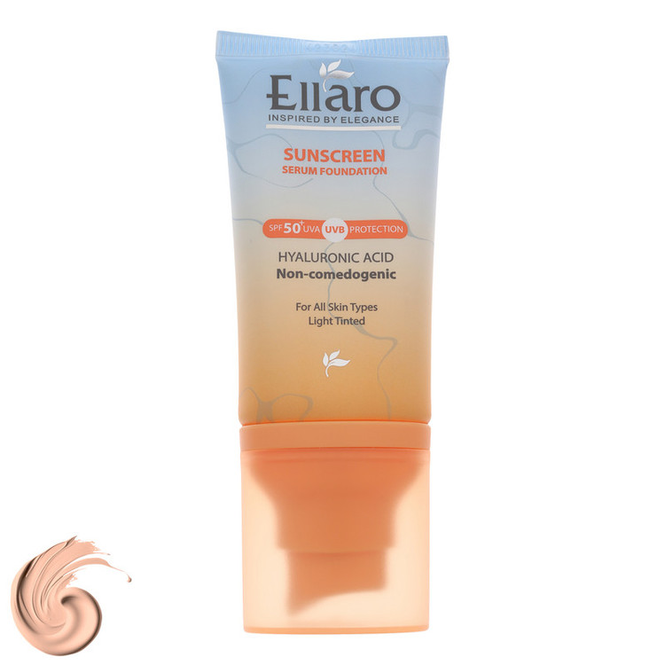 کرم ضد آفتاب رنگی صورت الارو SPF50 مدل Hyaluronic acid محافظ در برابر اشعه UVA و UVB مناسب برای انواع پوست حجم 40 میلیلیتر