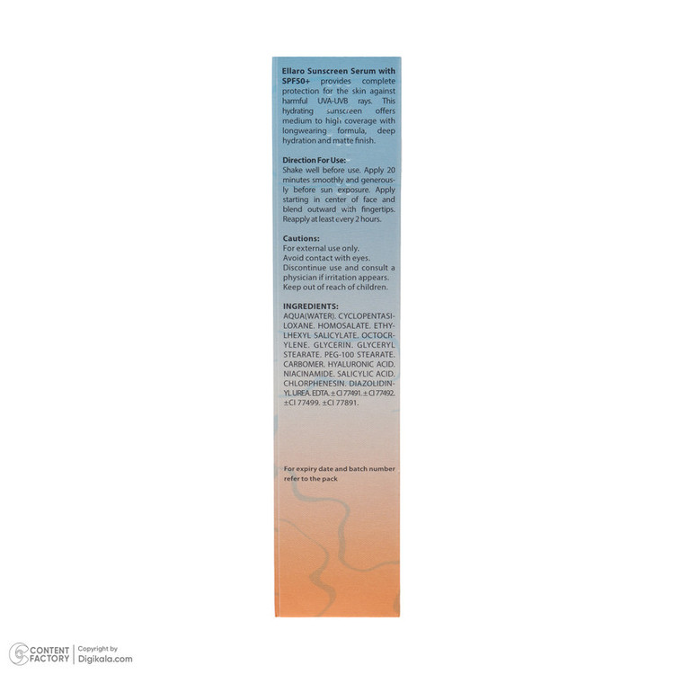 کرم ضد آفتاب رنگی صورت الارو SPF50 مدل Hyaluronic acid محافظ در برابر اشعه UVA و UVB مناسب برای انواع پوست حجم 40 میلیلیتر