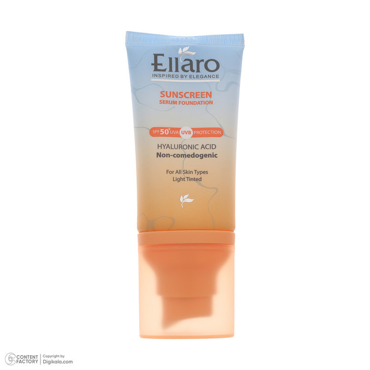 کرم ضد آفتاب رنگی صورت الارو SPF50 مدل Hyaluronic acid محافظ در برابر اشعه UVA و UVB مناسب برای انواع پوست حجم 40 میلیلیتر