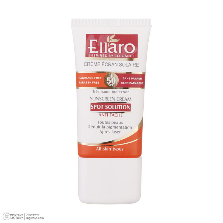 کرم ضد آفتاب و ضد لک بدون رنگ الارو SPF50 مدل Spot Solution محافظ UVA ،UVB، مناسب انواع پوست تحت لیسانس حجم 40 میلیلیتر