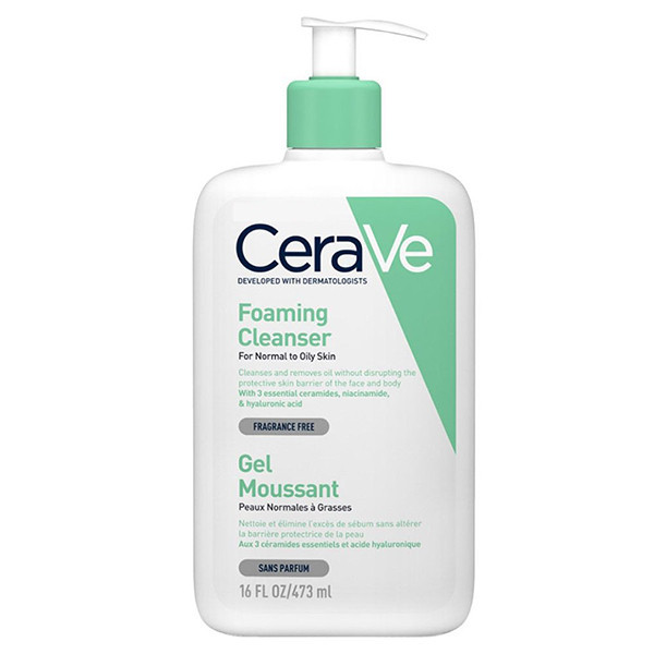 ژل شستشو صورت سراوی مدل foaming cleanser مناسب پوست نرمال تا چرب حجم 236میل