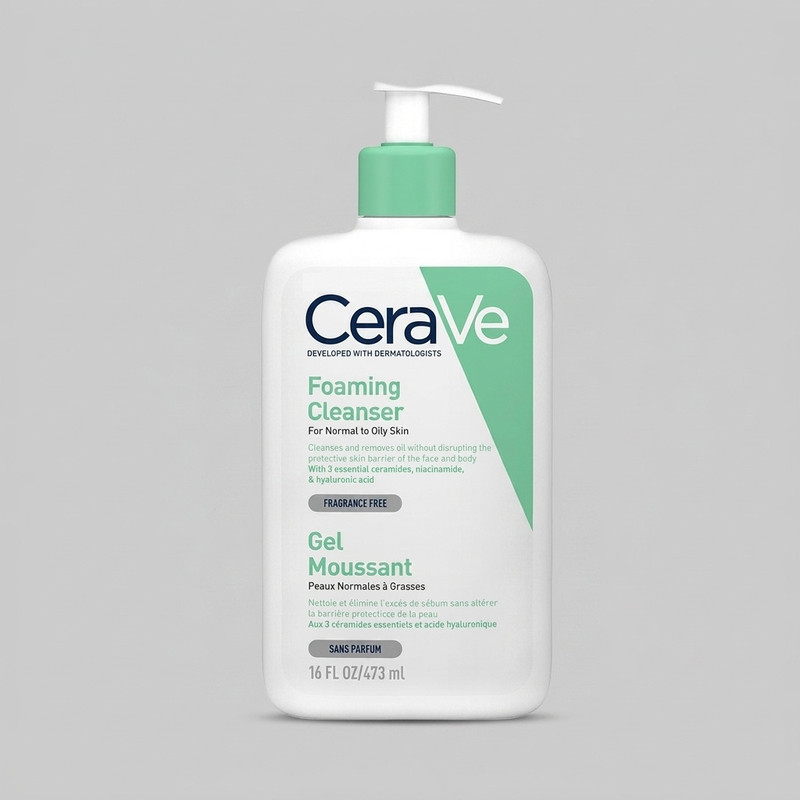 ژل شستشو صورت سراوی مدل foaming cleanser مناسب پوست نرمال تا چرب حجم 236میل