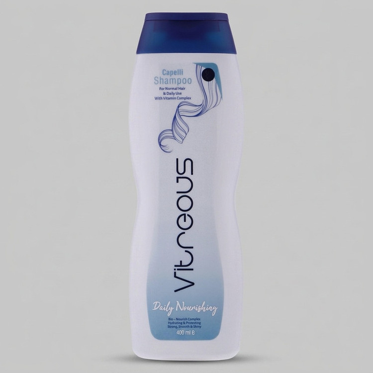 شامپو مو ویتروس مدل Capelli حجم 400 میلیلیتر، مغذی و تقویتکننده، حاوی ویتامین B3، B5 و E، مناسب موهای معمولی و مصرف روزانه